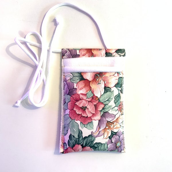 Cell Phone Carrier Necklace Lanyard or Crossbody Padded Fabric Phone Pouch- Knot it How You Want it -Choice of 8 Fabrics KNT-22