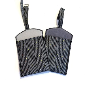 Hanging Cell Holder: Padded with Attachable Strap Charcoal or Light Grey CATT-37