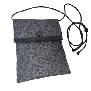 Padded Fabric Cell Phone Crossbody Pouch: Magnetic Closure & Corded Strap LCORD-04