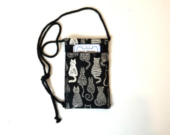 Cell Phone Carrier Necklace or Crossbody Padded Fabric Phone Pouch- Knot it How You Want it -Choice of 6 Fabrics KNT-137