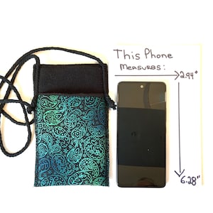 Cell Phone Carrier Necklace Padded Fabric Phone Pouch Cell Phone Neck Pouch Purse Lanyard, Choice of 6 Fabrics CNK-273