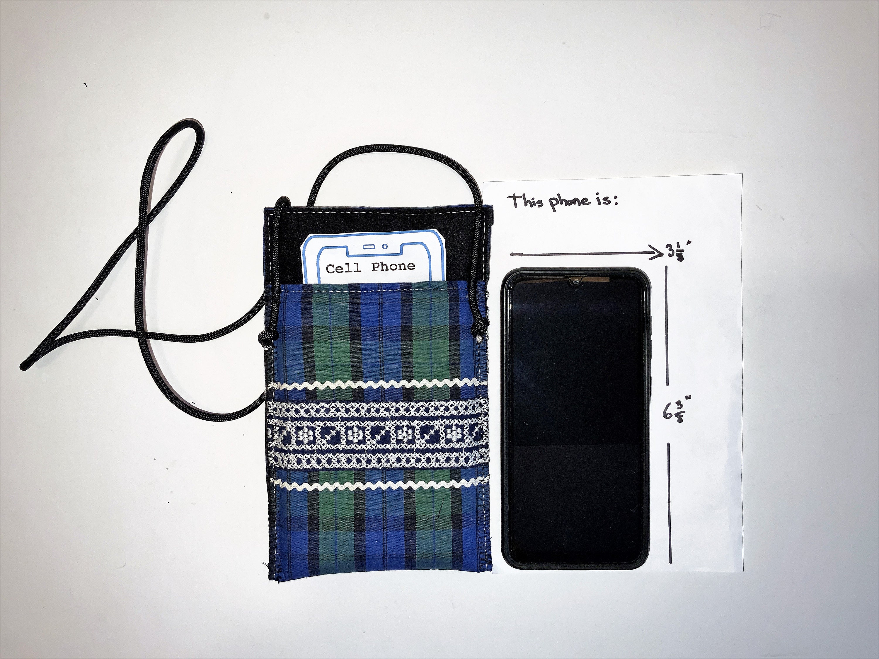 Cell Phone Carrier Necklace Lanyard Padded Fabric Phone Pouch Etsy