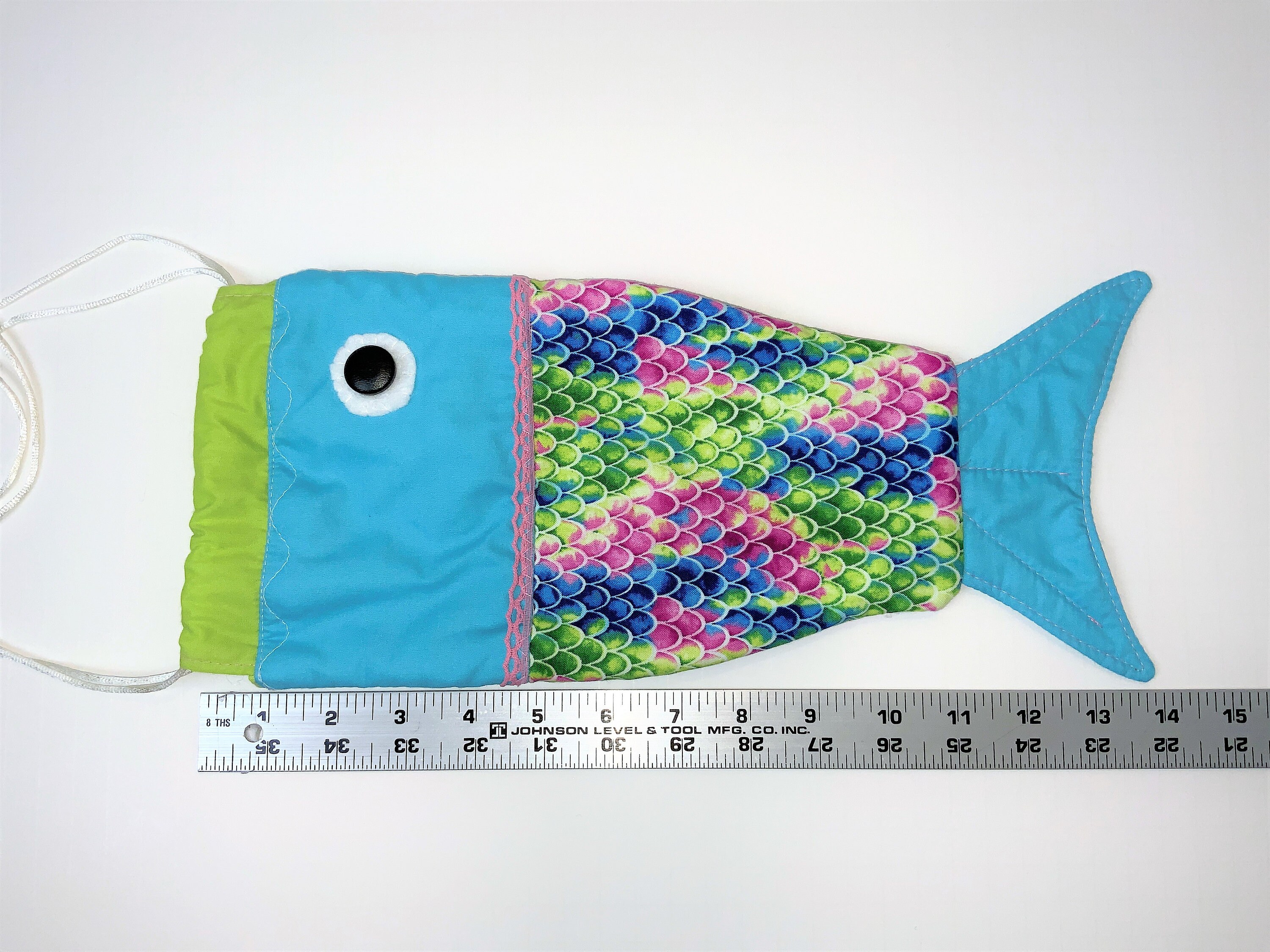 Fish Drawstring Bag Drawstring Shoulder Bag Little Fish Shaped 10-inch Body Teal - Etsy