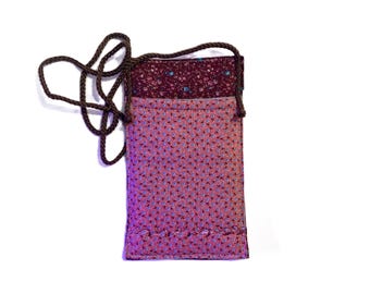 Cell Phone Carrier Necklace Lanyard Padded Fabric Phone Pouch Cell Phone Neck Pouch Purse, Choice of 7 Fabrics CNK-261