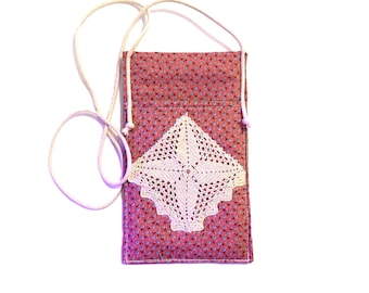 Cell Phone Carrier Necklace Lanyard Padded Fabric Phone Pouch Cell Phone Neck Pouch Purse, Choice of 7 Fabrics CNK-261