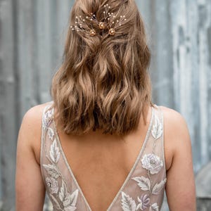 Gold Flower Hair Pins - Bridal Hair Accessories - Set of 3