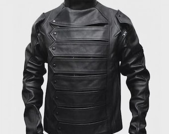 Winter Soldier Captain America Bucky Barnes Leather Jacket / Vest Removable Sleeves