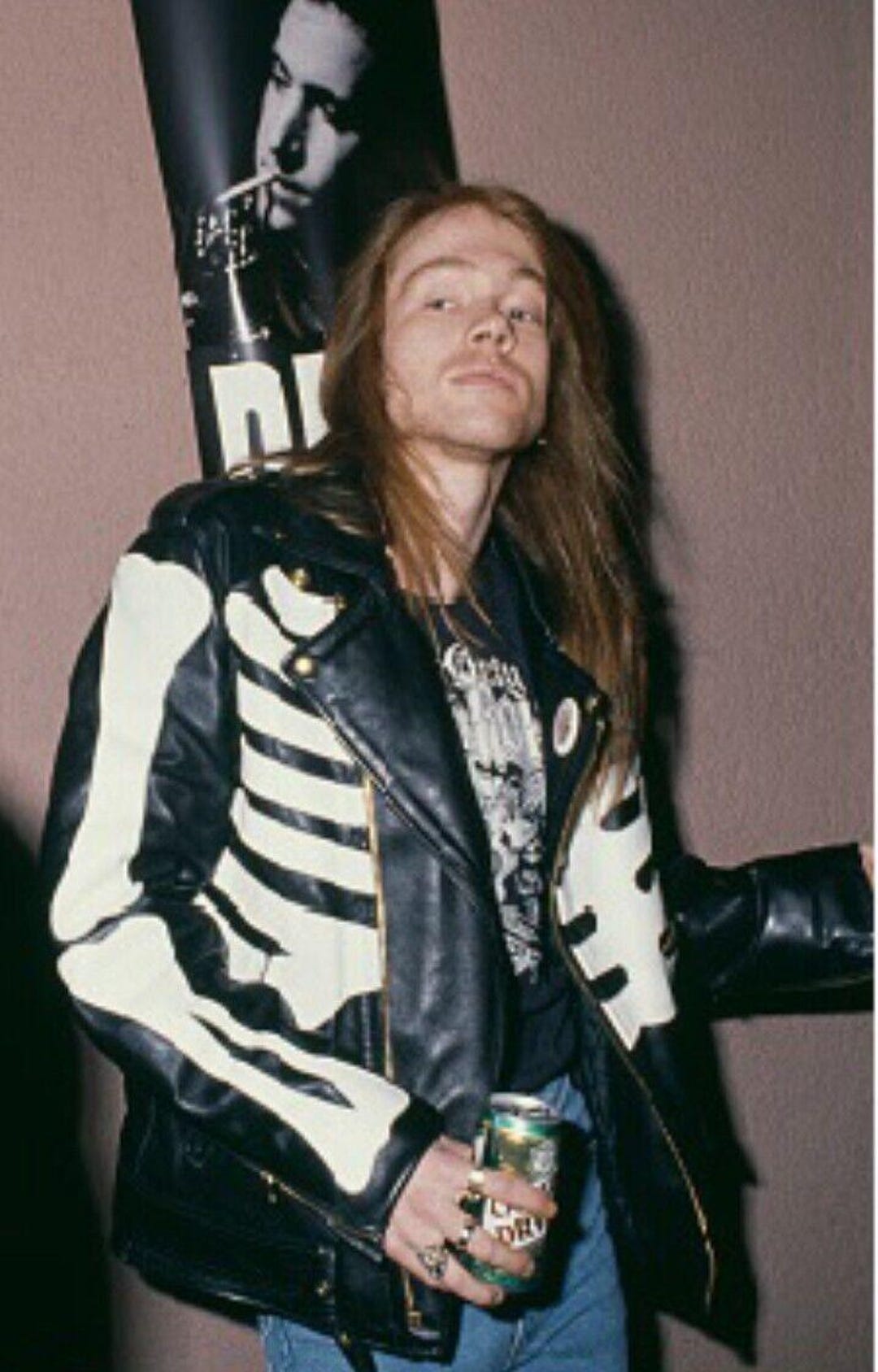 Men's AXL Rose Guns N Roses Skeleton Genuine Leather Jacket