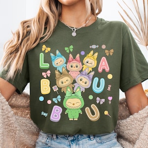 Labubu Shirt, Cute Cartoon Dolls Graphic Tee, Kawaii Labubu Characters T-Shirt, Anime Chibi Style Shirt, Matching Friends, Labubu sweatshirt