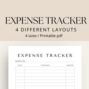Printable Monthly Expense Tracker | Finance Planner PDF | Minimalist Spending log