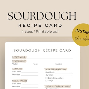 Ricetta per pasta madre stampabile / Planner per la cottura del pane in PDF