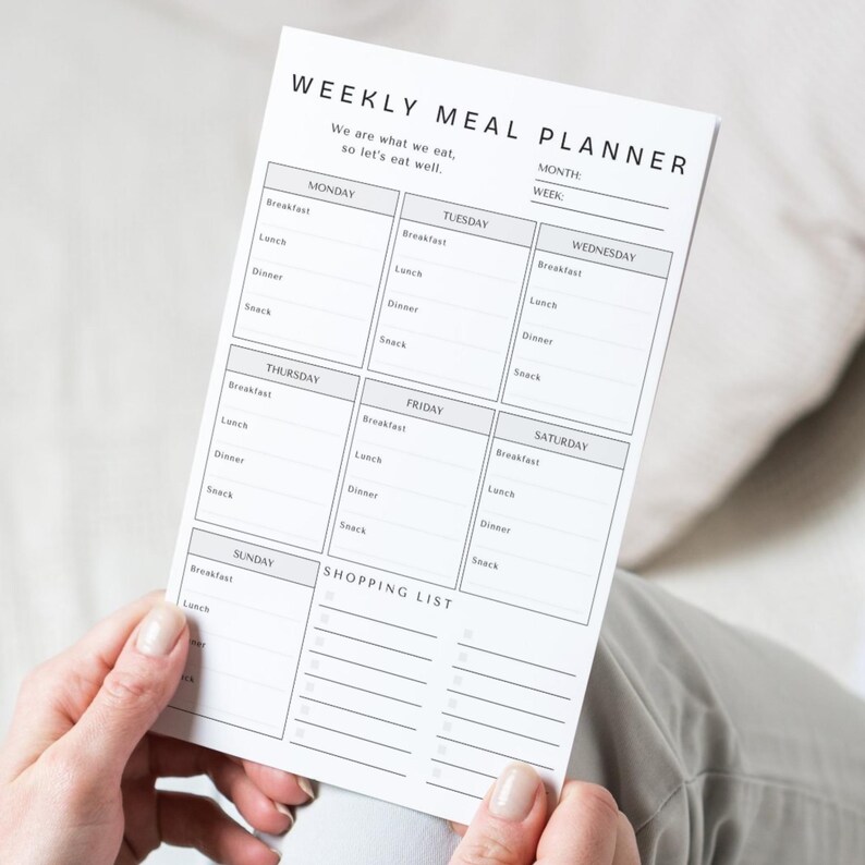 Printable Weekly Meal Planner | Minimalist Meal Prep & Nutrition ...