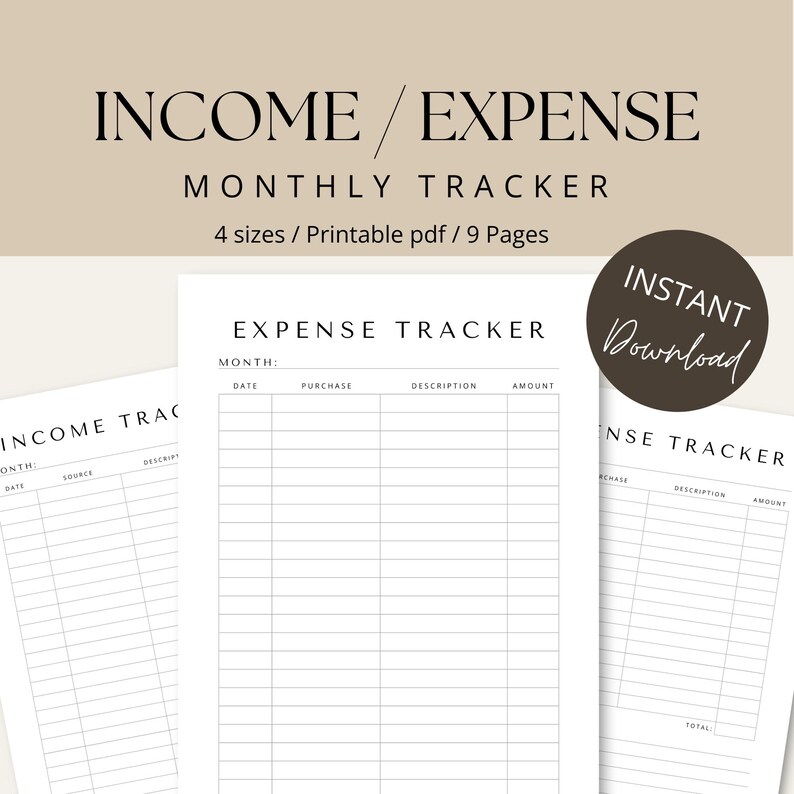 Income & Expense Tracker Printable | Budget Spreadsheet for Small ...