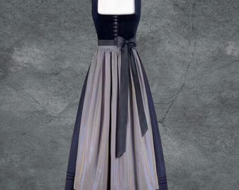 Dark Blue Dirndl Dress | Timeless Bavarian Elegance | Authentic German Oktoberfest Costume | Adjustable Lacing