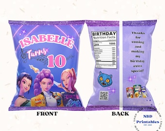 KPOP Demon Hunters Chip Bag Template | Custom Party Favor (Digital Download)