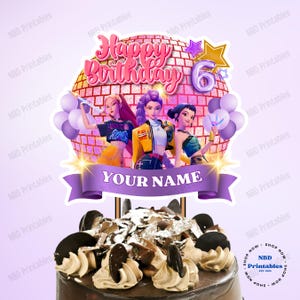 Personalized KPOP Demon Hunters Cake Topper | Custom Name & Age | Anime-Inspired Birthday Party Decoration