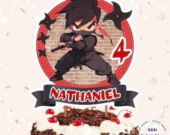 Editable Ninja Cake Topper | Custom Name Age Birthday Party Decor (Digital Download)