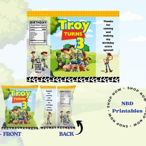 Editable Toy Story Chip Bag Template | Printable Party Favor for Birthday