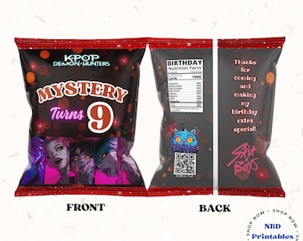 Editable Saja Boys Chip Bag Template – Demon Anime Party Favor (Digital Download)