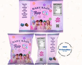 Editable Saja Boys Chip Bag Template | Printable Party Favor Wrapper | Instant Download