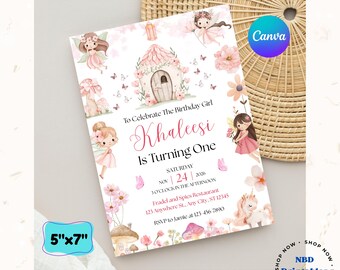 Editable Fairy Birthday Invitation | Whimsical Enchanted Pixie Fairy Magical Party (Digital Download)