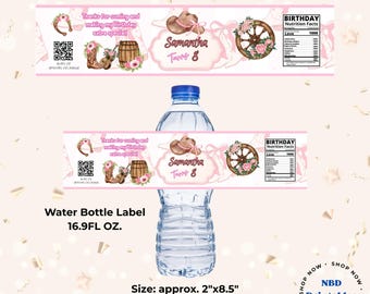 Editable Cowgirl Birthday Water Bottle Label | Rodeo Party Printable (Digital Download)