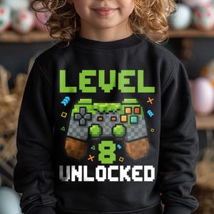 Level 8 entsperrt Geburtstag SVG, 8 Jahre alter Gamer Shirt, 8 Jahre alter Gamer Shirt, lustige Kinder Gamer svg Digitale Datei für Cricut & Png