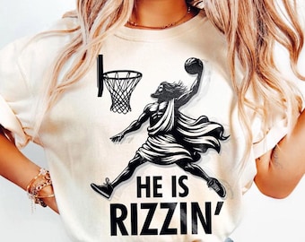 He Is Rizzin' Easter SVG PNG: Jesus Basketball Art (Digital Download)