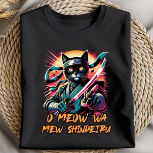 Samurai Cat T-Shirt design PNG, Japanese Warrior Cat PNG, Anime Aesthetic Fashion Sublimation SVG png