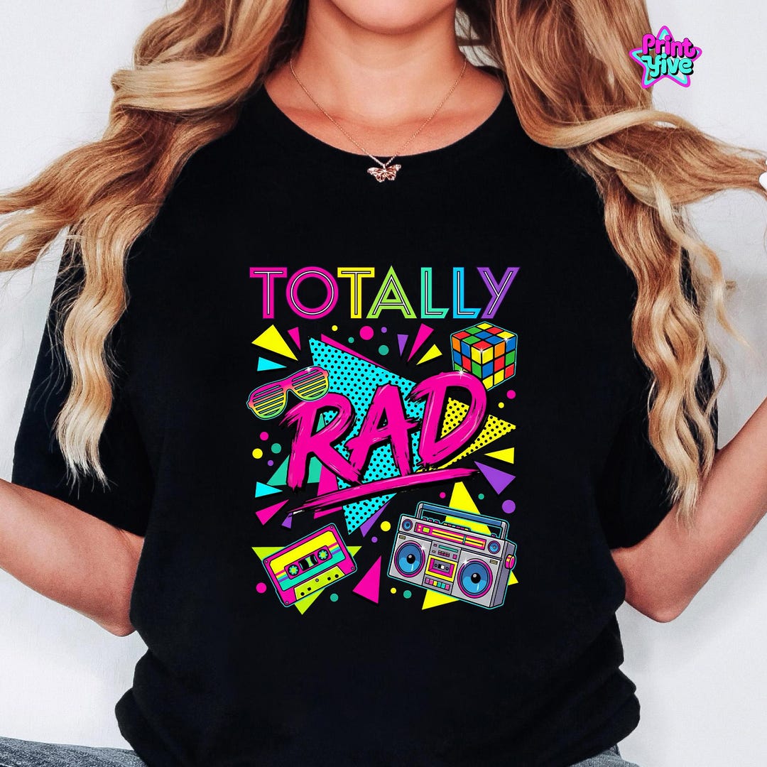 Totally Rad 80s Retro Shirt, Cassette Boombox Graphic (digital Download ...
