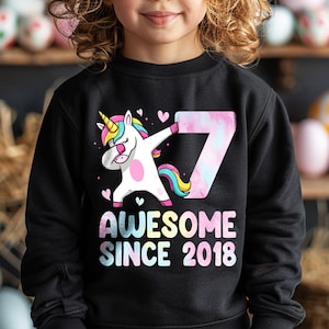7th Birthday Awesome Since 2018 birthday unicorn, Seventh Magical Birthday Shirt SVG PNG, Seven Birthday, 7th Birthday Gift, 7th Birthday