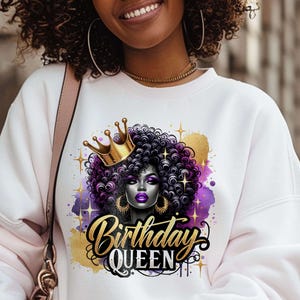 Afro Queen PNG: Black Woman Sublimation Design (Digital Download)