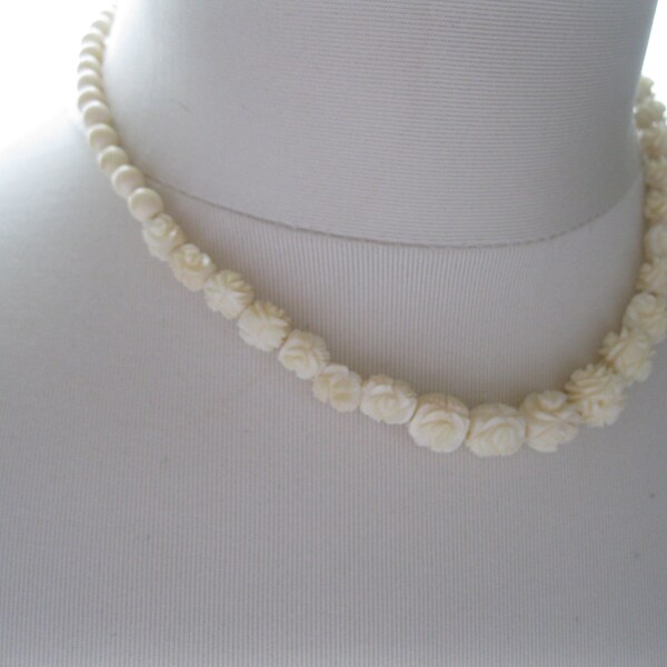 Carved Celluloid 1930s Vintage Necklace