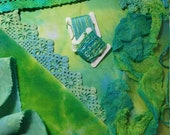 Hand Dyed Crazy Quilt Block Kit Green