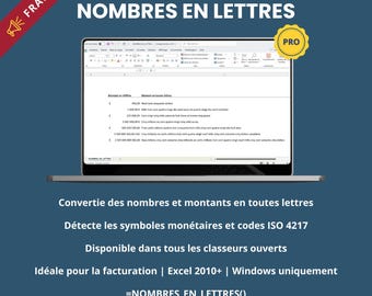 Dodatek Excel Nombres en Lettres | Konwersja liczb na tekst | Tylko system Windows