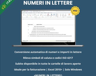 Numeri in Lettere – dodatek do programu Excel | Włoski | Tylko system Windows