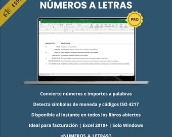 Números a Letras - Excel Add-in | Spanish | Windows only