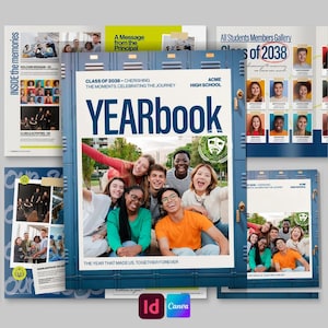 Editable Yearbook Template | High School & Class Yearbook | Canva and InDesign (IDML/INDD) | Instant Download