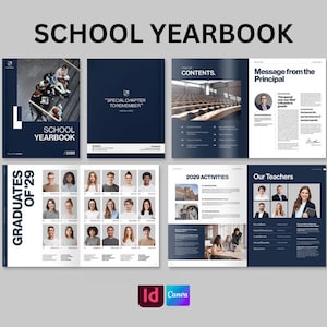 Editable School Yearbook Template | Canva and InDesign | Class & Activity Pages | Instant Download