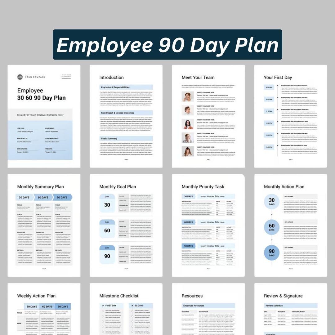 Employee 30-60-90 Day Plan Template | New Hire Onboarding Guide ...