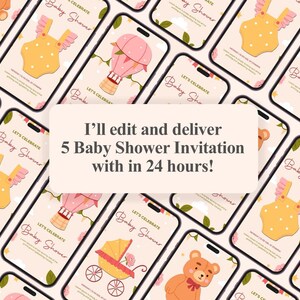 Crearé una invitación para baby shower en Instagram Story / 4 diseños adorables / Descarga digital / Personalizable y compatible con dispositivos móviles