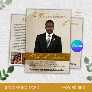 Blumen Beerdigung Programm Vorlage | BearbeitbaresMemorial Bifold (Instant Download)