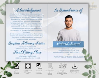 Funeral Program Template Bifold | Memorial Service Celebration of Life (Instant Download)