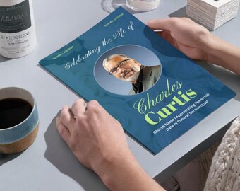 Religious Funeral Program Template | Christian Memorial Program Bifold | Editable Canva Order of Service