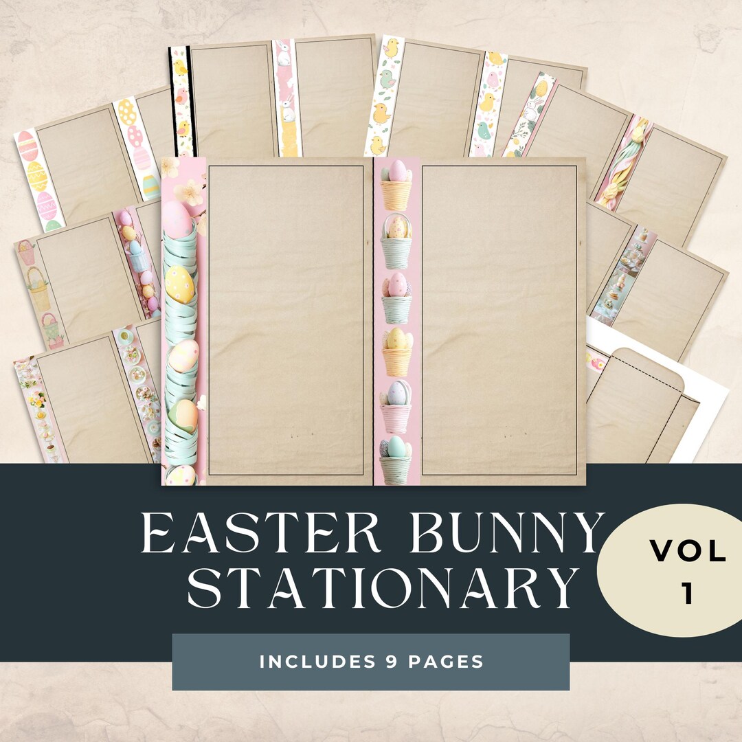Easter Bunny Stationery Set: Printable Letter Writing Kit (digital ...