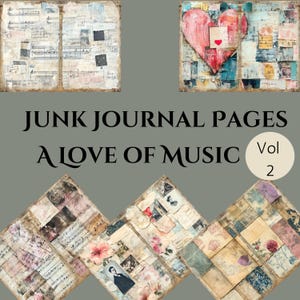 Um amor por páginas de diário de música, papéis digitais devocionais diários, diário de registro de meditação, registro de álbum de recortes musicais, padrão vitoriano #ALM