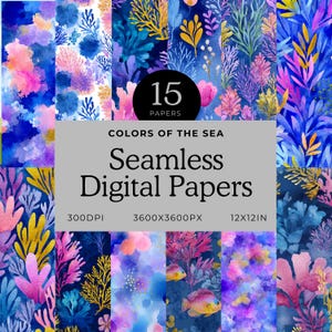 Watercolor Coral Reef Digital Paper Pack – Seamless Underwater Ocean Backgrounds (Digital  Download)