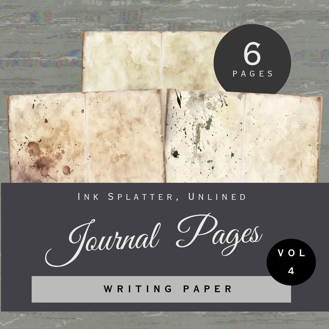 Ink Journal Front Ink Splatter Junk Journal Pages, Unlined Diary Paper, Minimalist ...