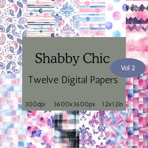 Shabby Chic Digitale Papiere, Rosa Lila Blau Origami Seiten, Bastelbogen zum ausdrucken, Scrapbook Papier, Projekt Papier #chic