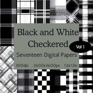 Black and White Checkered Digital Papers: 12x12 Scrapbook Patterns (Digital Download)